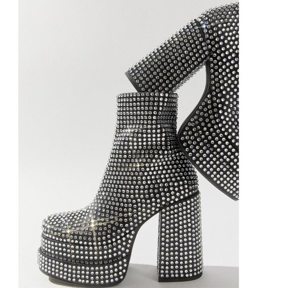 🕺💿💋STUNNING 70s GLAM!💋💿🕺Disco Fever Studio 54 Rhinestone Platform Boots - Picture 2 of 16